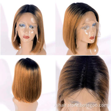 180% Density red straight human hair lace front bob wigs pixie cut virgin hair wig human hair toupee lace front wigs